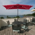 thumbnail image 1 of Solar LED 10 ft. x 6.5 ft. Aluminum Patio Rectangle Market Umbrella in Red with Push-Button Tilt, 1 of 2
