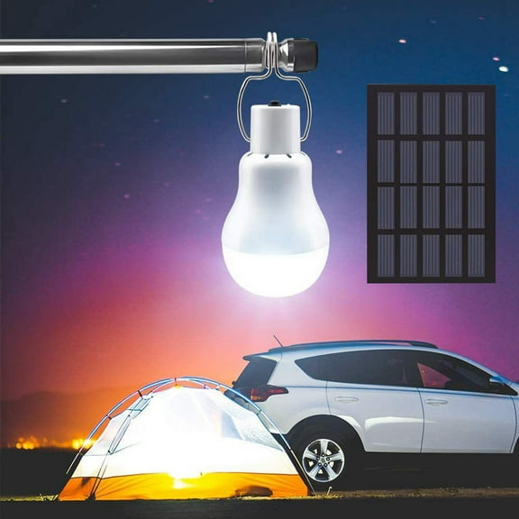 Solar LED Bulb Light, Portable USB Rechargeable Camping Light, Monocrystalline Solar Panel Lamp for Indoor Outdoor, Emergency Lighting for Hiking Tent and Fishing