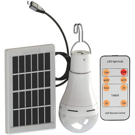 Solar LED Bulb - Portable USB Charging Light Spotlight Indoor Office Kitchen Reading with Solar Panel -2 Lights