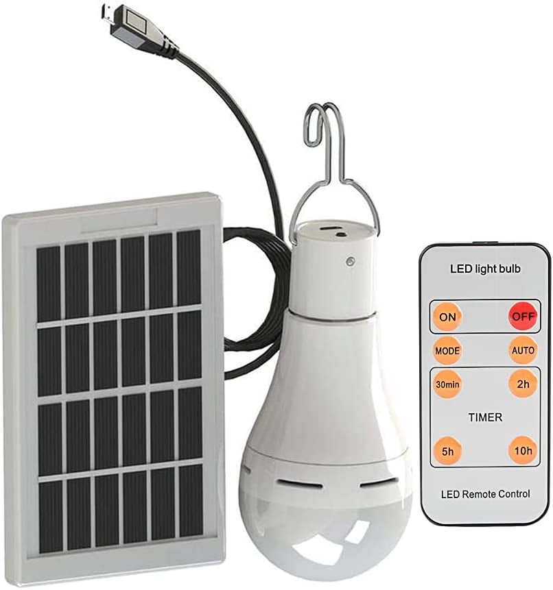 Solar LED Bulb - Portable USB Charging Light Spotlight Indoor Office Kitchen Reading with Solar Panel -2 Lights