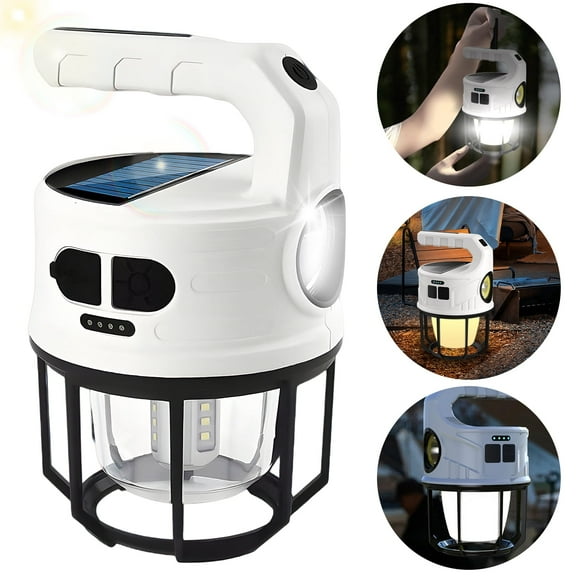 Solar LED Camping Light,Kepeak Type-C Fast Charging LED Light with Flashlight, 2400mAh Outdoor Camping Lantern