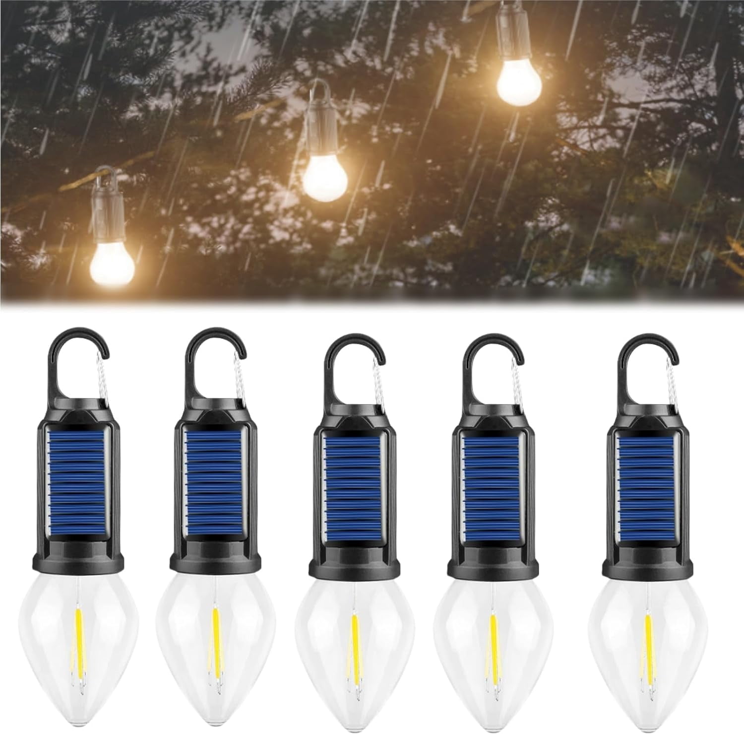 Solar LED Camping Lights, Solar Lights with 3 Lighting Modes, Rechargeable Portable Waterproof LED Camping Lantern for Camping, Hiking, Emergency
