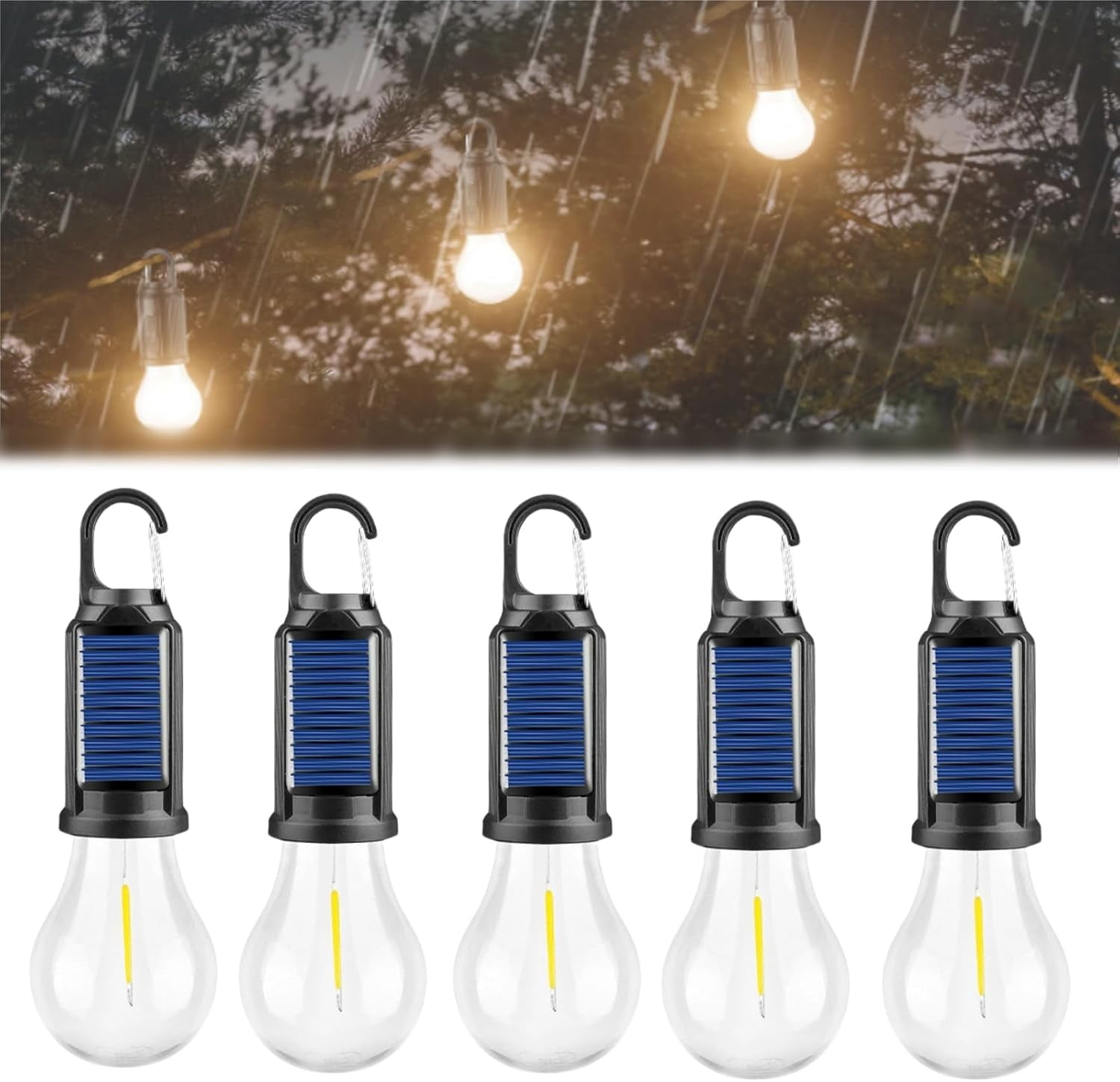 Solar LED Camping Lights, Solar Lights with 3 Lighting Modes, Rechargeable Portable Waterproof LED Camping Lantern for Camping, Hiking, Emergency