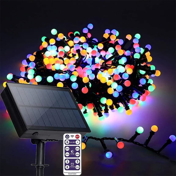 Solar LED Cluster Lights with Remote 5M 250LED Christmas Garland Fairy Lights Waterproof 8 Modes Garden Decorative Lights for Wedding Party Tree Yard