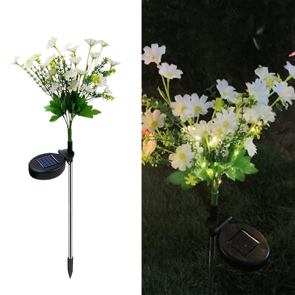 Solar LED Dancing Chrysanthemum Lamp 2-Pack, Simulation Flower Bed Decor Light, Waterproof Garden Ambient Light, Weatherproof Lamp for Patio Yard Decoration