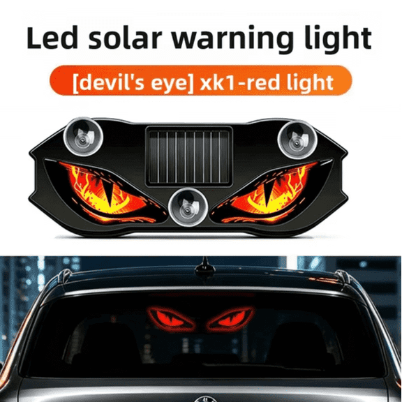 Solar Wireless LED Dynamic Devil Eye Light, Anti-Collision Rear Window Decor Lamp for Car SUV Truck