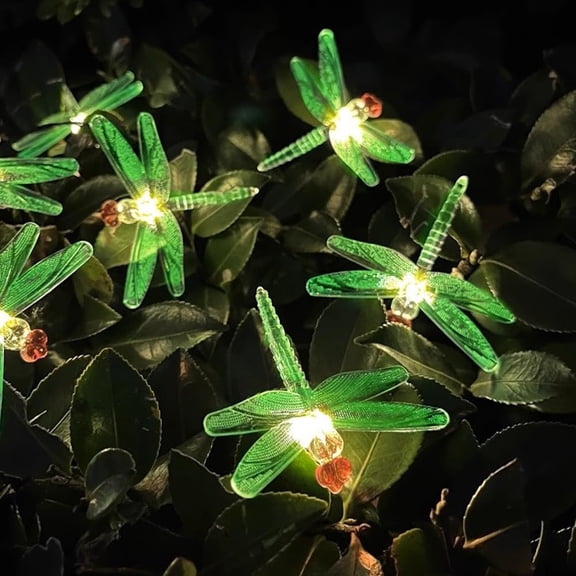 Solar LED Dragonfly String Lights Outdoor Waterproof - 16.4FT 20 LED Fairy Lights for Garden, Patio, Yard Decoration