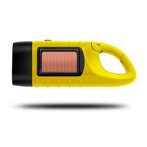 Solar LED Flashlight Dynamo Hand Crank Rechargeable Outdoor Emergency Portable Camping Lamp with Snap Hook ABS