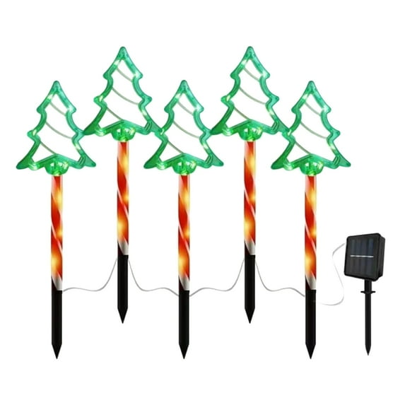 Solar LED Four-color Christmas Tree Floor Lights Outdoor Garden Decoration Christmas Colored Lights Holiday And Party Decoration