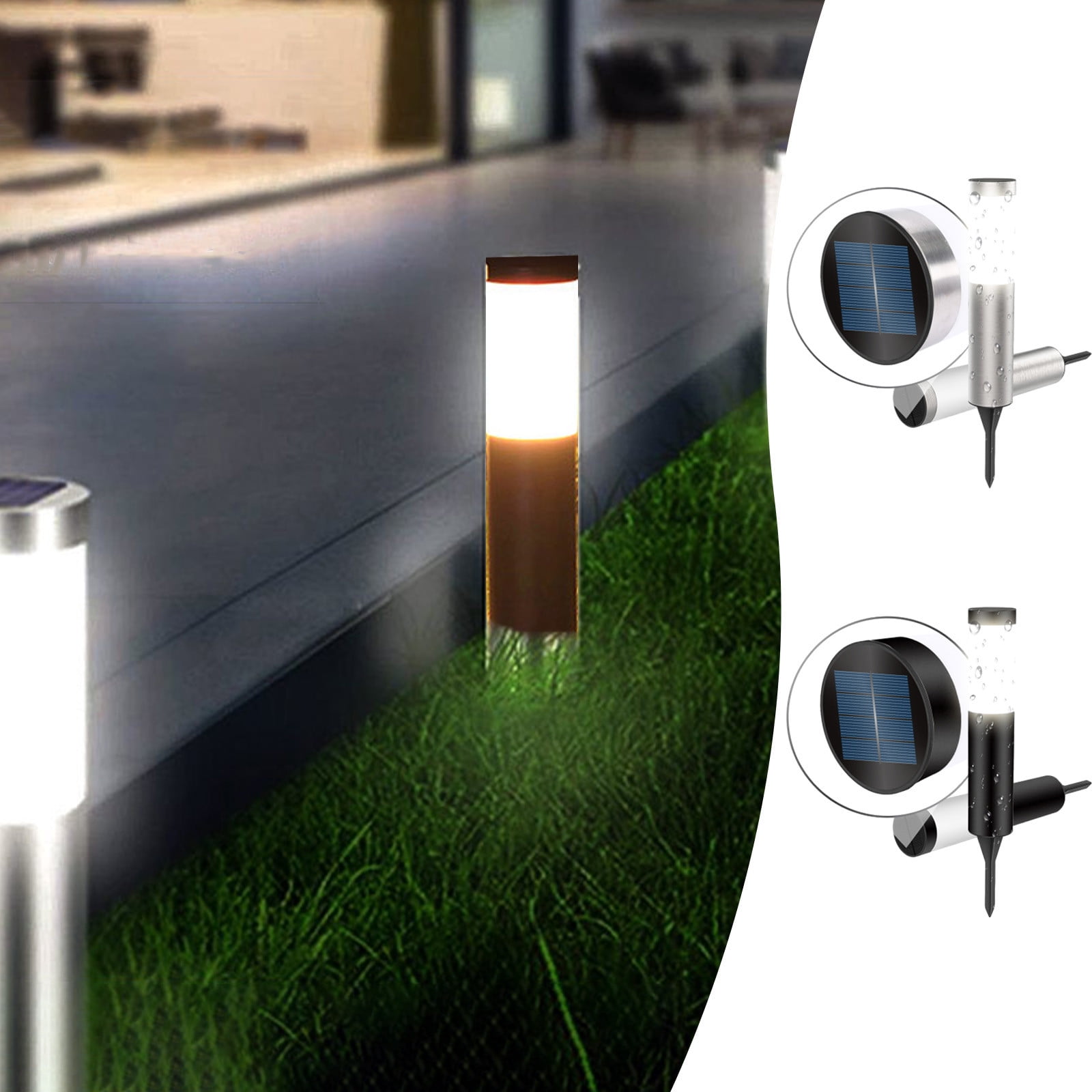Solar LED Ground Light Outdoor Garden Lamp Round Floor Light 40cm Black Plastic Waterproof Automatic Dusk to Dawn 1 Pack