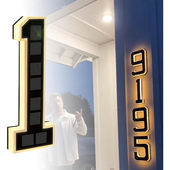 Solar LED House Numbers & Letters | 9 Inch Light Up Waterproof Address Signs with IP65 & 8–12h Night Visibility, Easy DIY Install