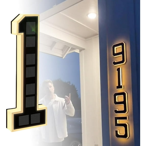 Solar LED House Numbers & Letters | 9 Inch Light Up Waterproof Address Signs with IP65 & 8–12h Night Visibility, Easy DIY Install