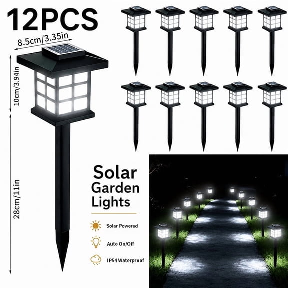 Solar LED IP54 Outdoor Garden Lights, Warm Landscape Lighting for Lawn, Courtyard & Path, 12 Pack, Holiday Decor for Thanksgiving, Christmas, New Year