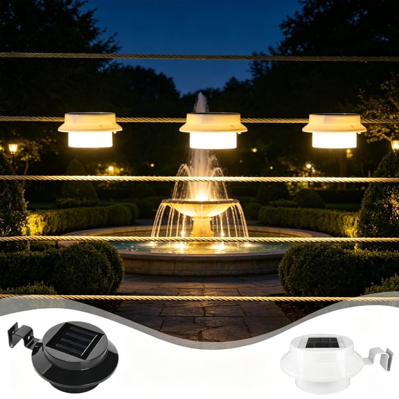 Solar LED Lights with Clamp Mount, IP Waterproof Auto On/Off Solar Powered Outdoor Wall Hanging Lamp, Landscape Lighting for Patio Yard Balcony Railing Backyard Decor(Cool White, 1Pack)