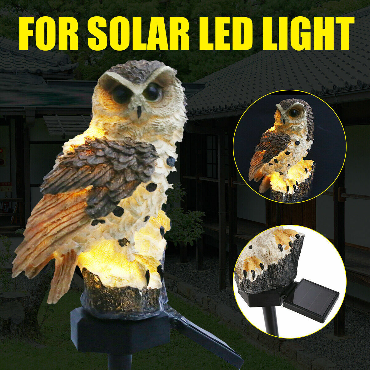 Image showcasing Solar LED Lights Garden Decoration Props Lawn Owl Animal Sculpture ...