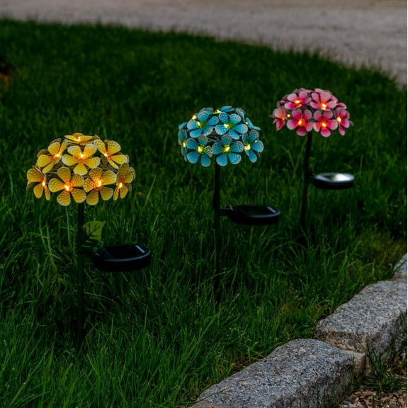 Solar LED Metal Flower Stake Lights - Multiple Colors