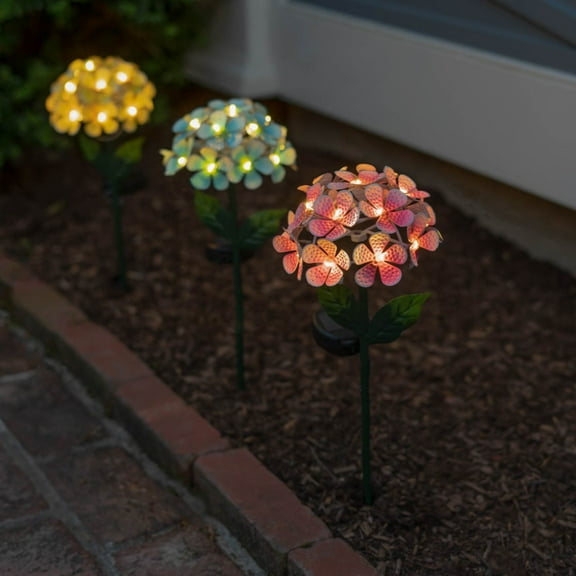 Solar LED Metal Flower Stake Lights - Multiple Colors