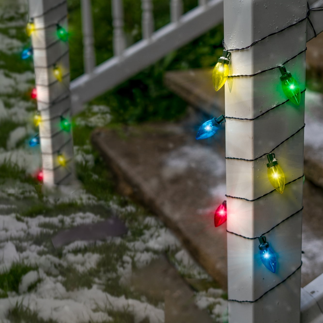 Solar LED Multi-Colored Christmas Bulb String Lights, 20 Feet