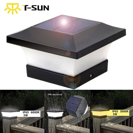Solar LED Post Cap Lights 2 Colors Changing & Fixed Color Outdoor Garden Fence Deck Post Waterproof For 4x4" Post Deck Cap PVC Decorative,Cold White& Warm White