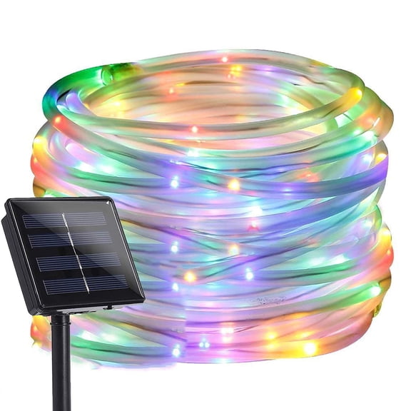 Solar LED Rope Lights Outdoor Waterproof 39FT/12M 8 Modes Tube Lights String Camping Rope Lights Twinkle Lights Decoration for Wedding Garden Patio Background Christmas