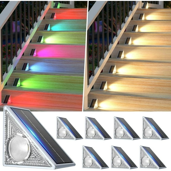 Solar LED Stair Step Lights Garden Pathway Stairway Deck Fence Lamp Waterproof