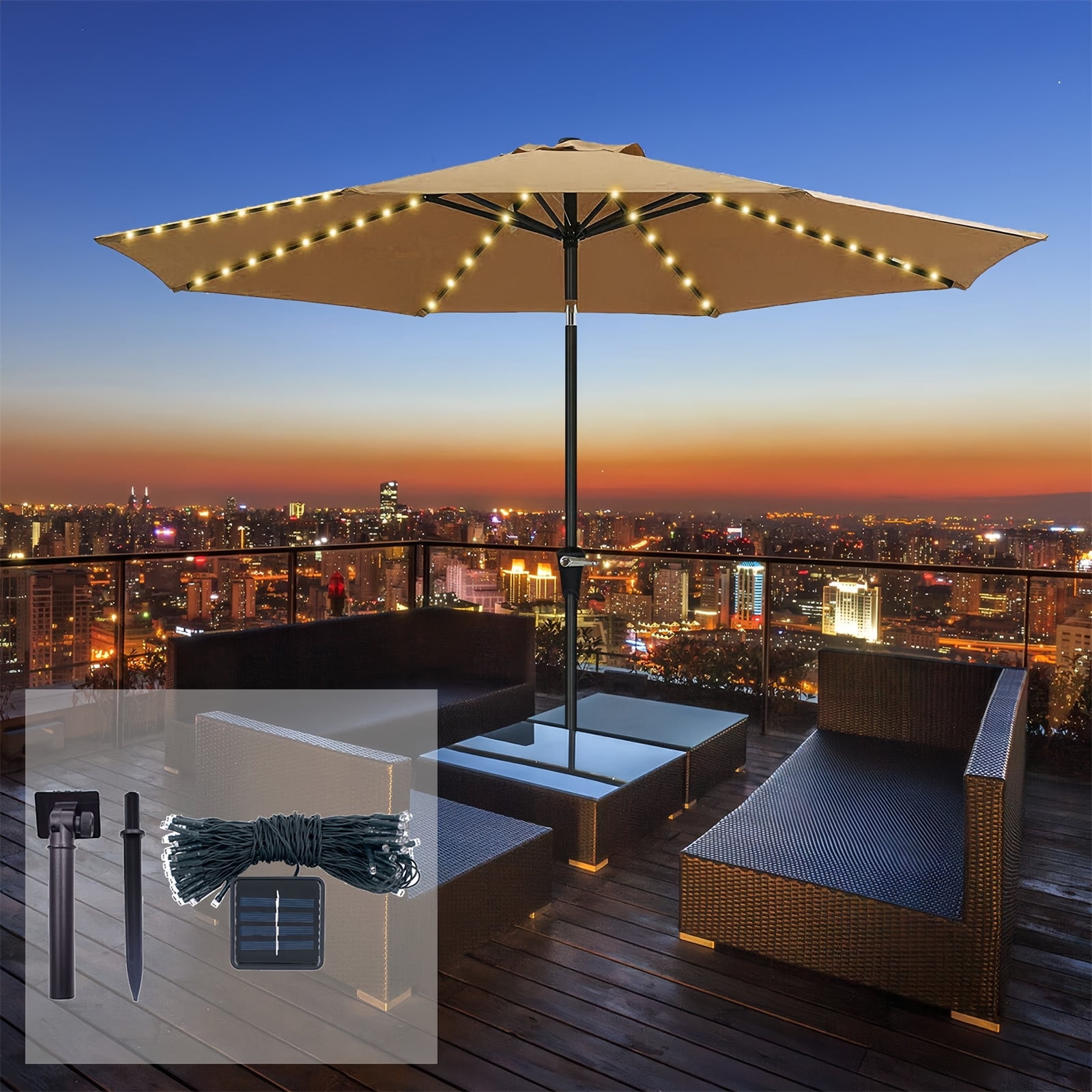 Solar LED Strings Color Lights for Patio Umbrella,Solar Powered Patio