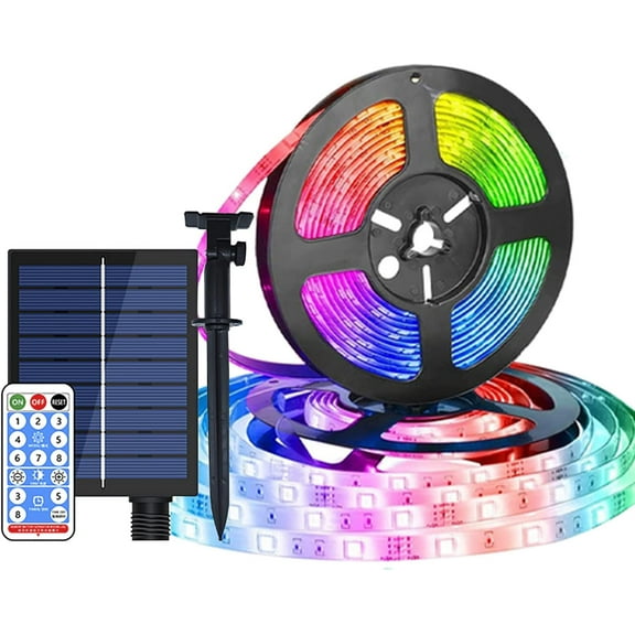 Solar LED Strip Lights 10M 240LED Waterproof Flexible Rope Lights 8 Modes with Remote and Timer Decorative for Steps Stairs Gazebo Pool Courtyard Christmas