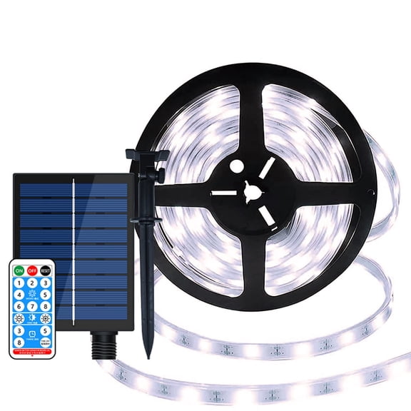 Solar LED Strip Lights 10M Waterproof Outdoor, 240LED Flexible Rope Light with Remote, 8 Modes & Timer for Stairs, Garden, Gazebo, Pool, Christmas Decoration