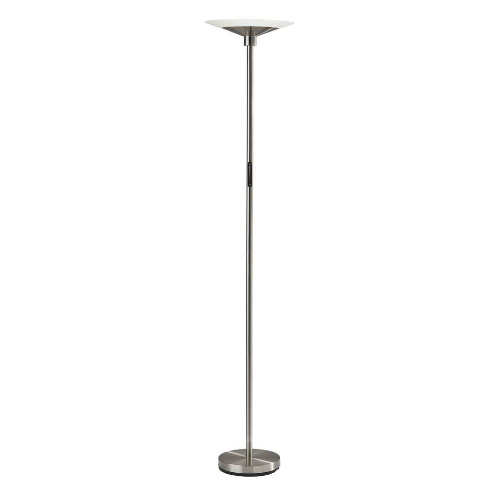 Brushed Steel Solar Touch Torchiere with Frosted Glass Shade