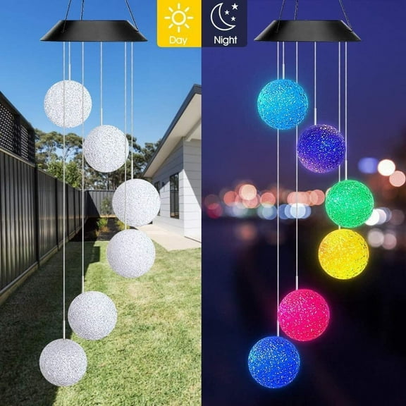 Solar LED Wind Chime Light - Color Changing, for Garden & Patio Decor