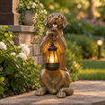 Solar Statue Solar Labrador Retriever Garden Statue Bronze 16.7in Dog Decor With ...