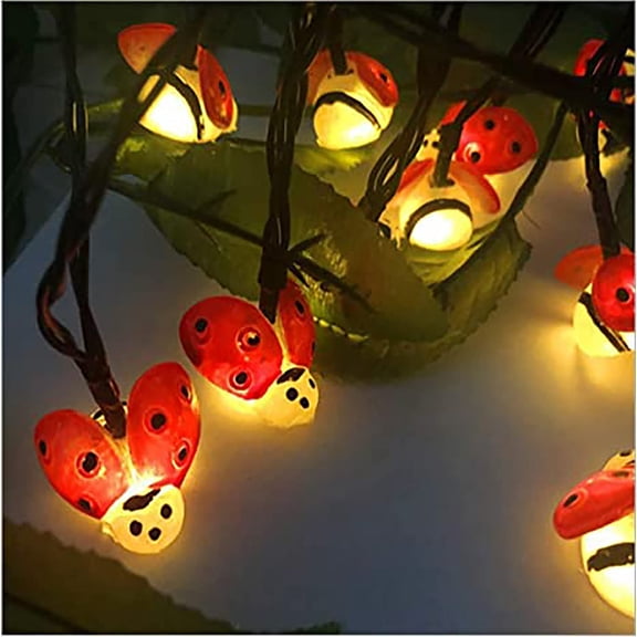 Solar Ladybug String Lights Waterproof Insect Fairy Lights Decorative Fairy Twinkle Wire Lights For Garden- Patio- Summer Party.