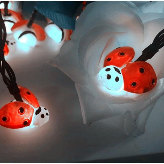 Solar Ladybugs String Lights, 7m 50LED Indoor Fairy Solar Outdoor String Lights Waterproof