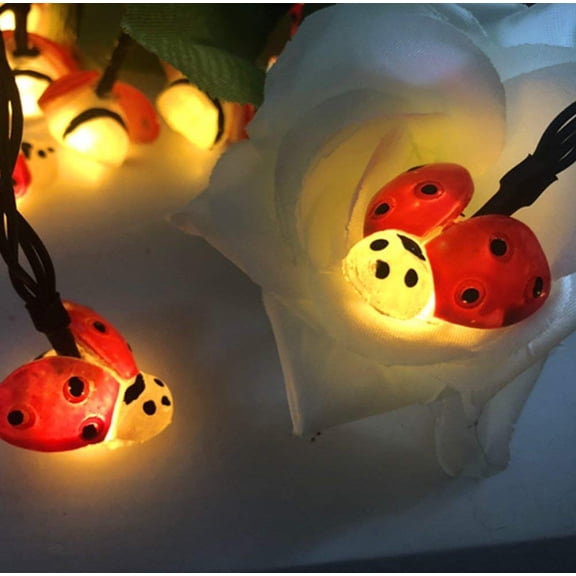 Solar Ladybugs String Lights, 7m 50LED Indoor Fairy Solar Outdoor String Lights Waterproof