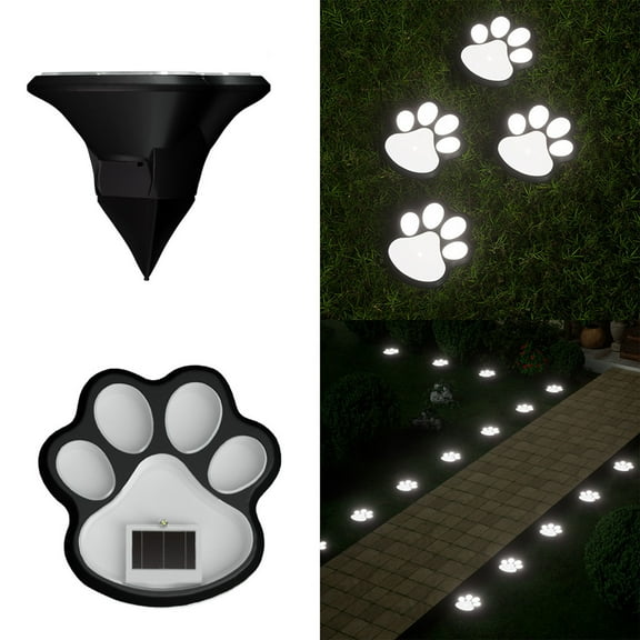 Solar Lamp LED Dog Paw Print Ground Light Outdoor Waterproof Rainproof Plug-in Garden Yard Decoration 1 LED Solar Rechargeable for Pathway Landscape