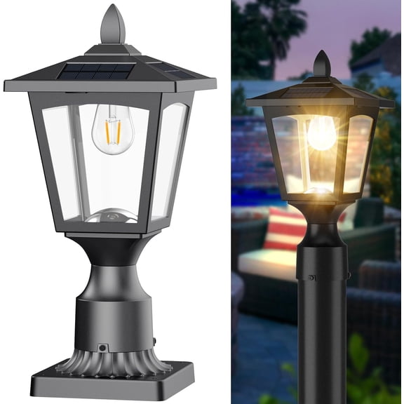 Solar Lamp  Lights Outdoor, 3000K Dusk to    Lights with Pier Mount Base, Decorative Solar Lamp for Garden, Yard, Landscape, Pole, Pillar(Warm White)
