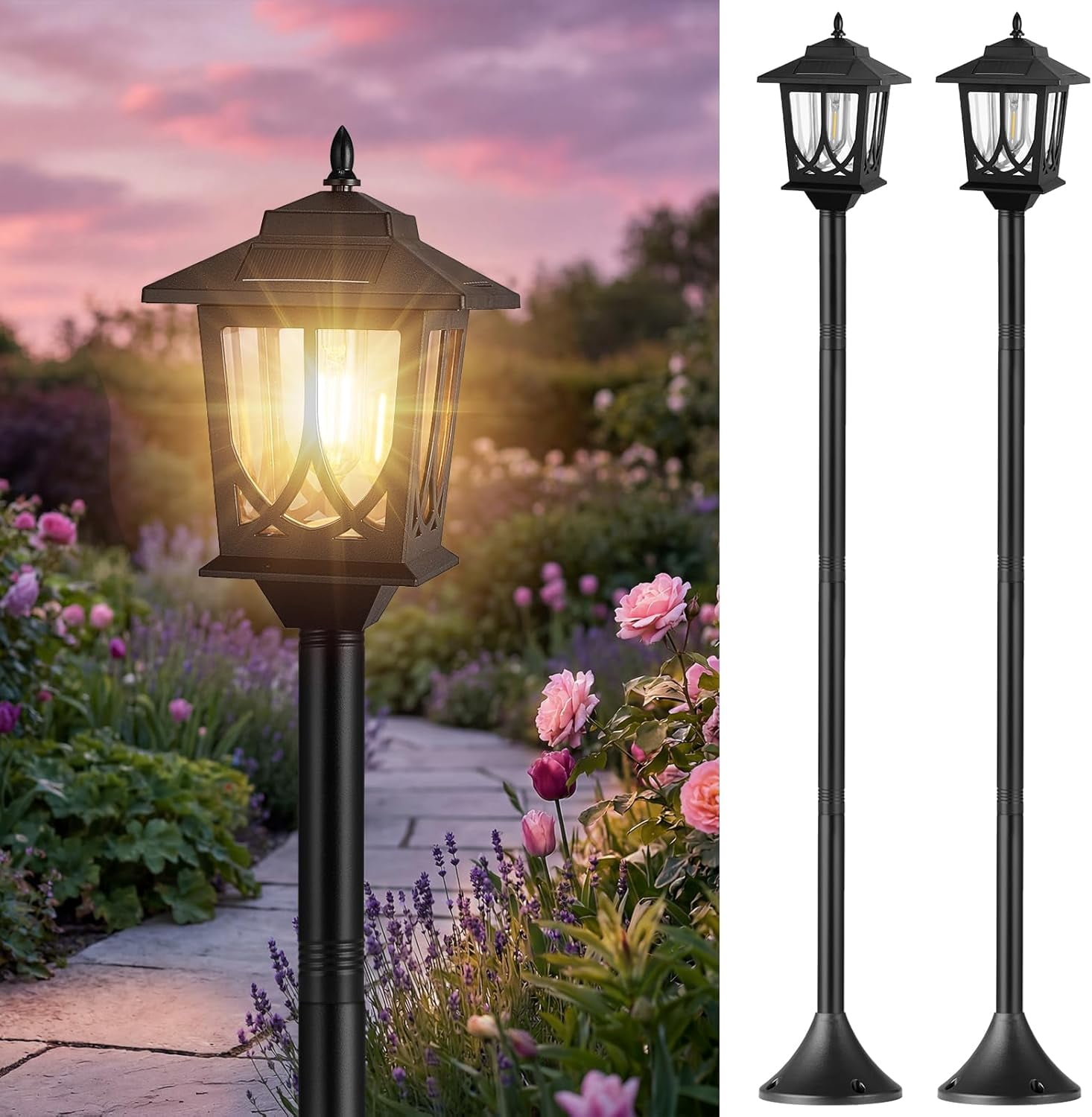 Solar Lamp Post Lights.2Pack 63