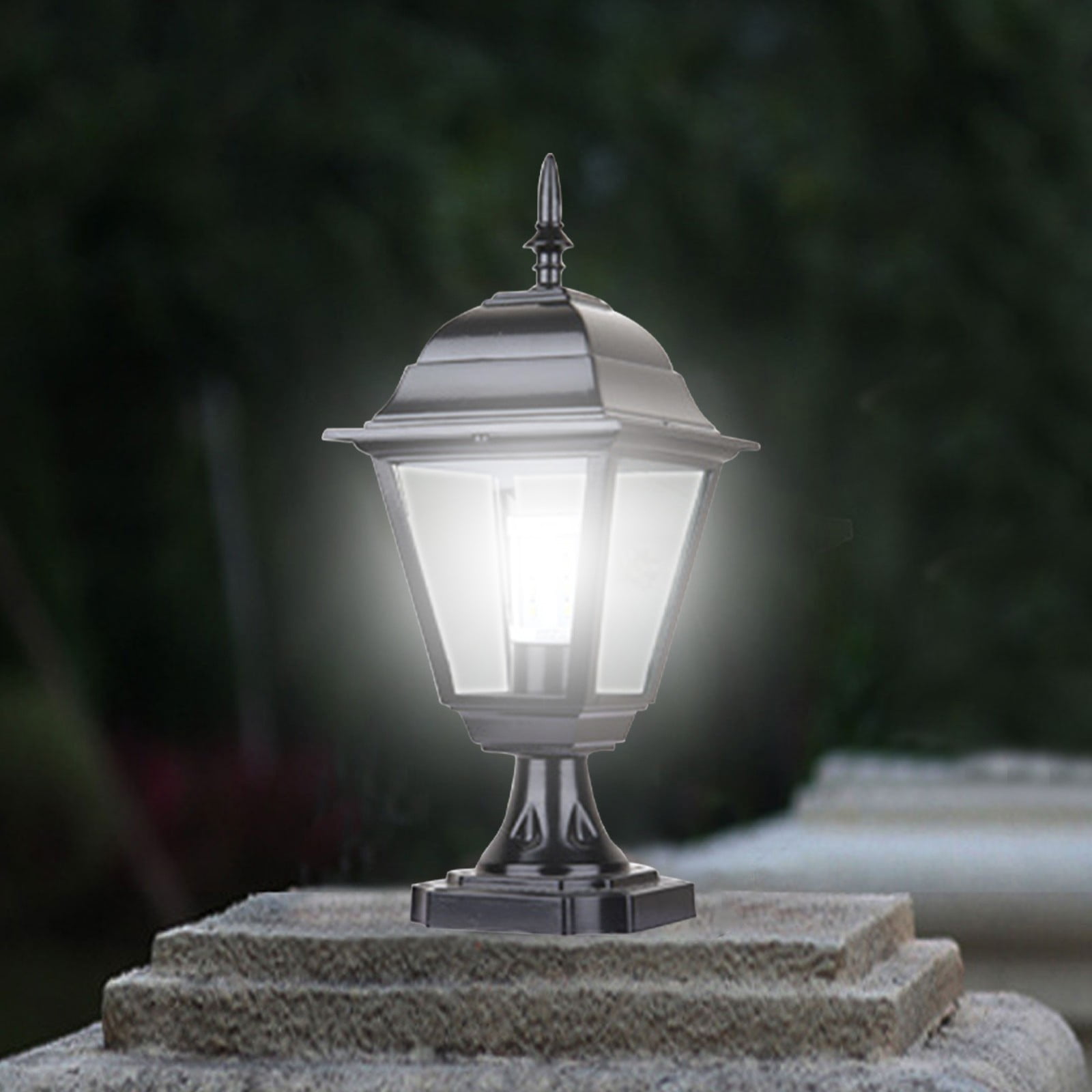 Solar Lamp Post Lights Outdoor, 3000K Dusk to Dawn Waterproof Post Lights with Pier Mount Base, Decorative Solar Lamp for Garden, Yard, Landscape, Pole, Pillar(White)