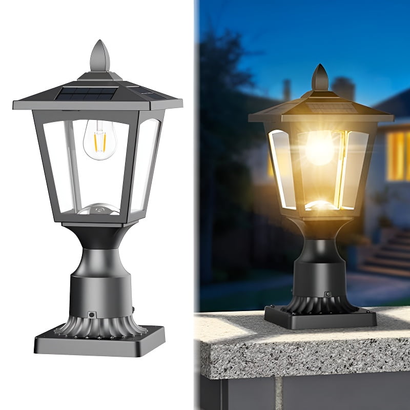 Solar Lamp Post Lights Outdoor Waterproof – Warm White LED Garden Lights for Yard, Driveway, Fence, Pathway – IP44 Dusk to Dawn Solar Pole Lights for Patio Landscape Decor