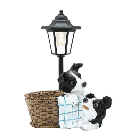 Solar Lamp with LED Lights Weatherproof Resin Design Energy Saving Artistic Lamp for Garden Farmhouse Decor Present