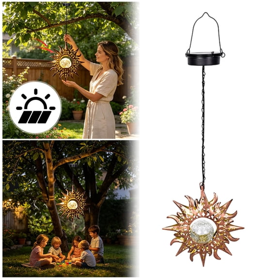 Solar Lamps for Outdoor Hanging, Garden Deco Solar Lights with Stars Moon Deco, Solar Chandelier Waterproof, Solar Lamp Solar Lamp Hanging Garden Lights for Garden Terrace Lawn Yard