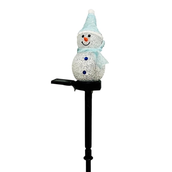 Solar Landscape Light Outdoor Waterproof, Light Blue Decor, 12X6X3.5 Inch Resin Snowman Halloween Solar Stake Light, Suitable for Yard, Lawn, Garden, Pathway, Patio and Porch,