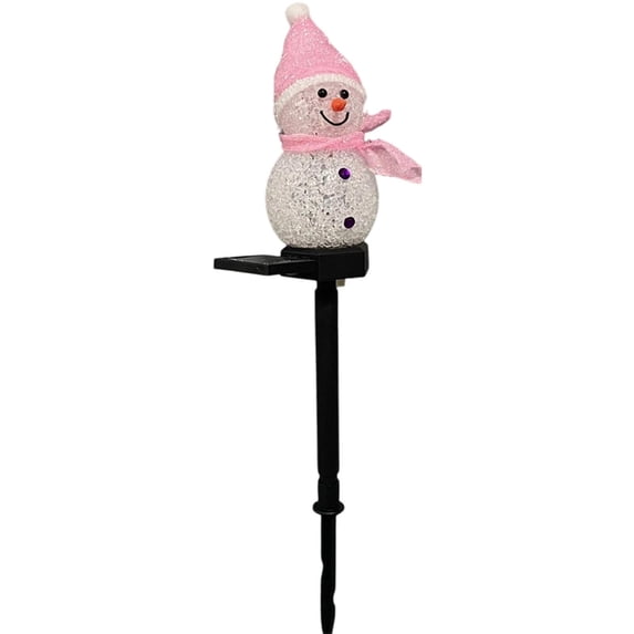 Solar Landscape Lights Outdoor Waterproof, Pink Halloween Snowman Resin Solar Path Lawn Light 12X5.5X4 In, for Garden, Yard, Lawn, Pathway, Patio and Porch, Features Solar Powered