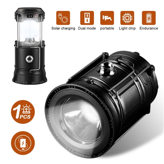 Solar Lantern: Camping Rechargeable LED Outdoor Lamp Flashlight Brightest Hanging Camp Pop Up Powered Best Collapsible Emergency Light with Battery Built In Phone Charger Power Outage Lights 1pcs