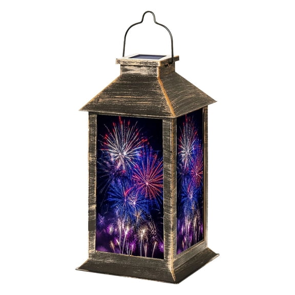 Solar Lantern Colorful Fireworks Explosion Night Sky Vibrant Bursts Light Garden Hanging Lantern Waterproof Solar Powered Lighting Outdoor Lamp for Deck Yard Camping Patio Decor