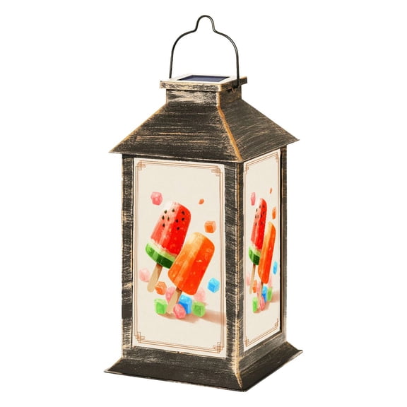 Solar Lantern Colorful Summer Popsicles Rainbow Watermelon Flavors Garden Hanging Lantern Waterproof Solar Powered Lighting Outdoor Lamp for Deck Yard Camping Patio Decor