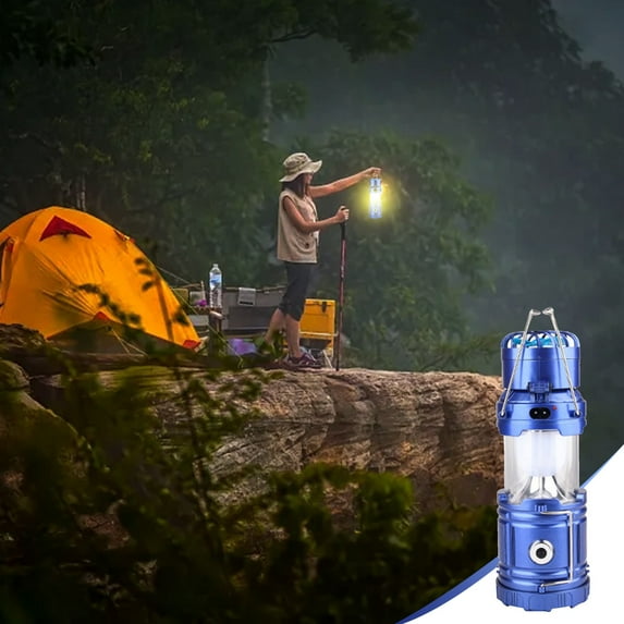 Solar Lantern with Fan, 5w Led Camping Light Flashlight, Rechargeable Battery & Solar Panel for 15+ Hours Runtime, Usb Phone Charging Port for Outdoor Adventures, Hiking, and Emergency