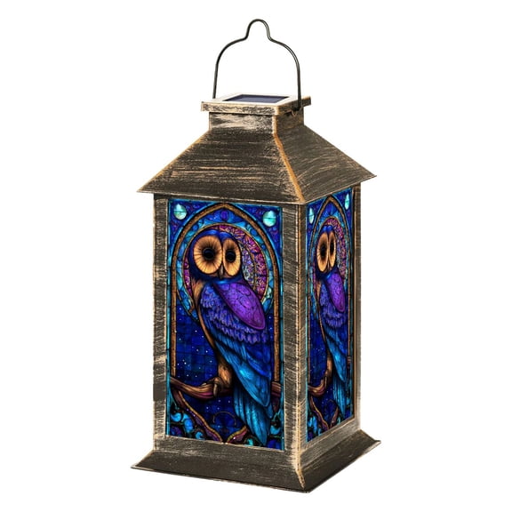 Solar Lantern Fantasy Owl Art Ethereal Details Garden Hanging Lantern Waterproof Solar Powered Lighting Outdoor Lamp for Deck Yard Camping Patio Decor