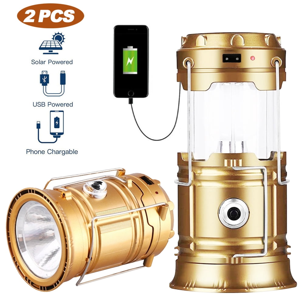 Solar Lantern Flashlights, Rechargeable Camping Lantern Led, Collapsible & Portable for Emergency, Hurricanes, Power Outage, Storm (Black 2)