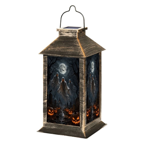 Solar Lantern Floating Ghosts Haunted Graveyard Glowing o Lanterns Under Full Moon Garden Hanging Lantern Waterproof Solar Powered Lighting Outdoor Lamp for Deck Yard Camping Patio Decor